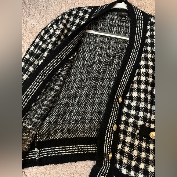 Aqua Checkered Cropped Cardigan size small - Picture 9 of 12